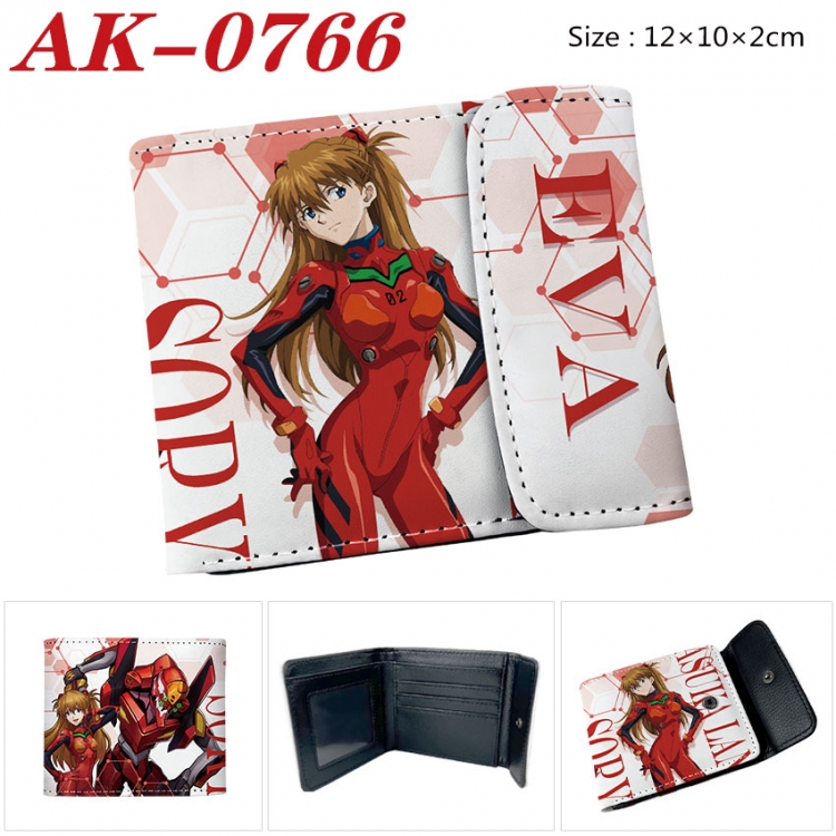 EVA Anime PU leather full color buckle two fold wallet 12X10X2CM  ak-0766