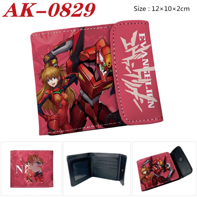 EVA Anime PU leather full color buckle two fold wallet 12X10X2CM ak-0829