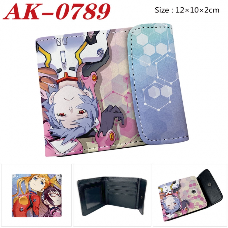 EVA Anime PU leather full color buckle two fold wallet 12X10X2CM  ak-0789