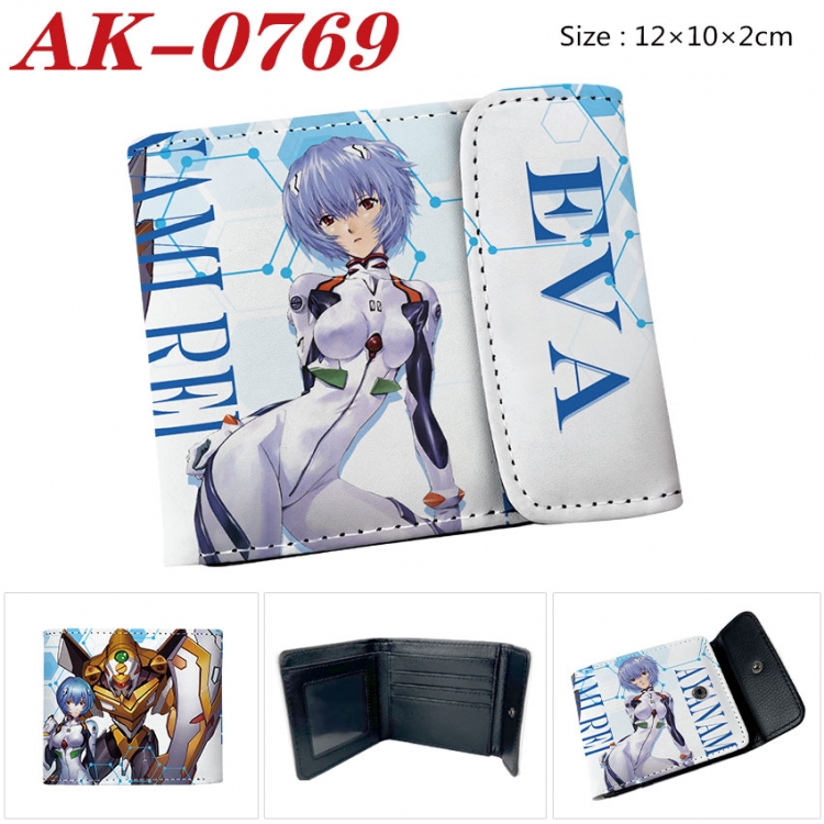 EVA Anime PU leather full color buckle two fold wallet 12X10X2CM  ak-0769