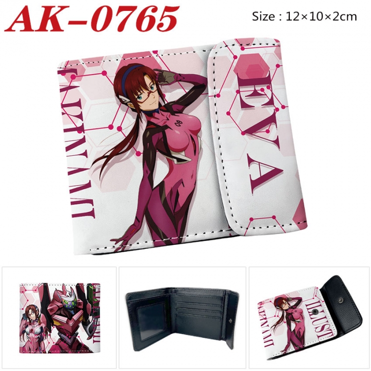 EVA Anime PU leather full color buckle two fold wallet 12X10X2CM  ak-0765