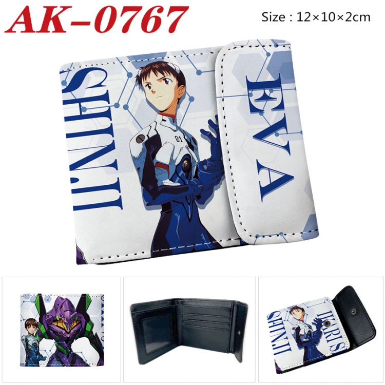 EVA Anime PU leather full color buckle two fold wallet 12X10X2CM ak-0767