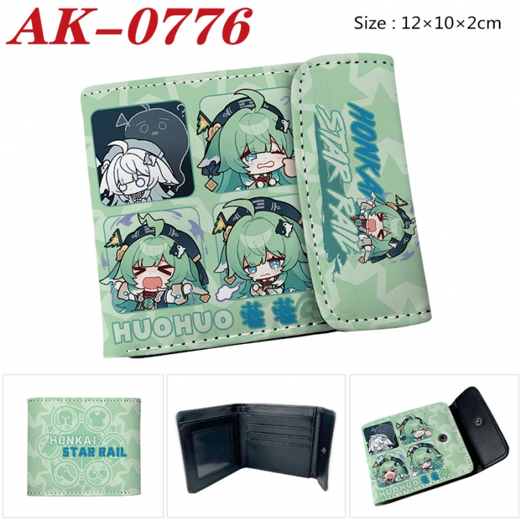 Honkai: Star Rail Anime PU leather full color buckle two fold wallet 12X10X2CM ak-0776