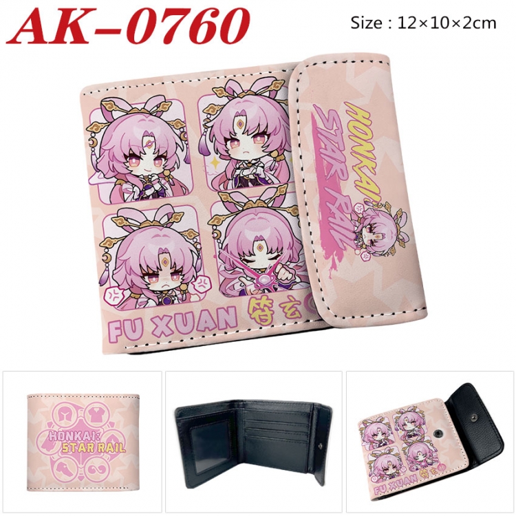 Honkai: Star Rail Anime PU leather full color buckle two fold wallet 12X10X2CM  ak-0760