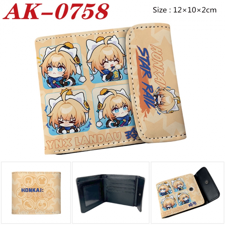 Honkai: Star Rail Anime PU leather full color buckle two fold wallet 12X10X2CM  ak-0758