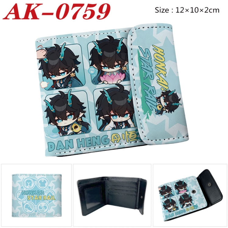 Honkai: Star Rail Anime PU leather full color buckle two fold wallet 12X10X2CM  ak-0759