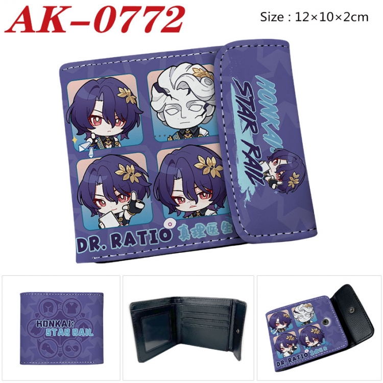 Honkai: Star Rail Anime PU leather full color buckle two fold wallet 12X10X2CM  ak-0772