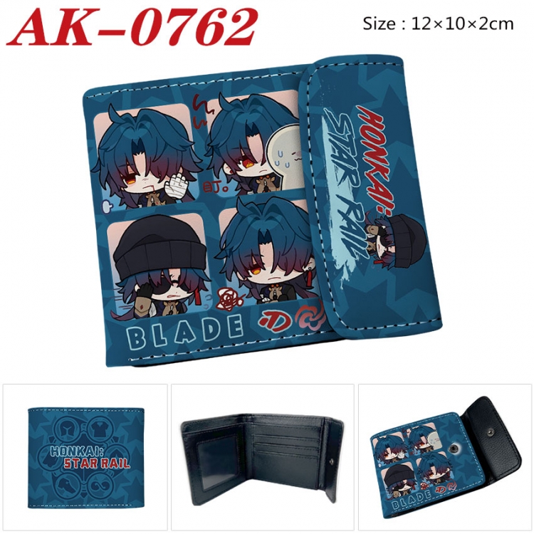 Honkai: Star Rail Anime PU leather full color buckle two fold wallet 12X10X2CM  ak-0762