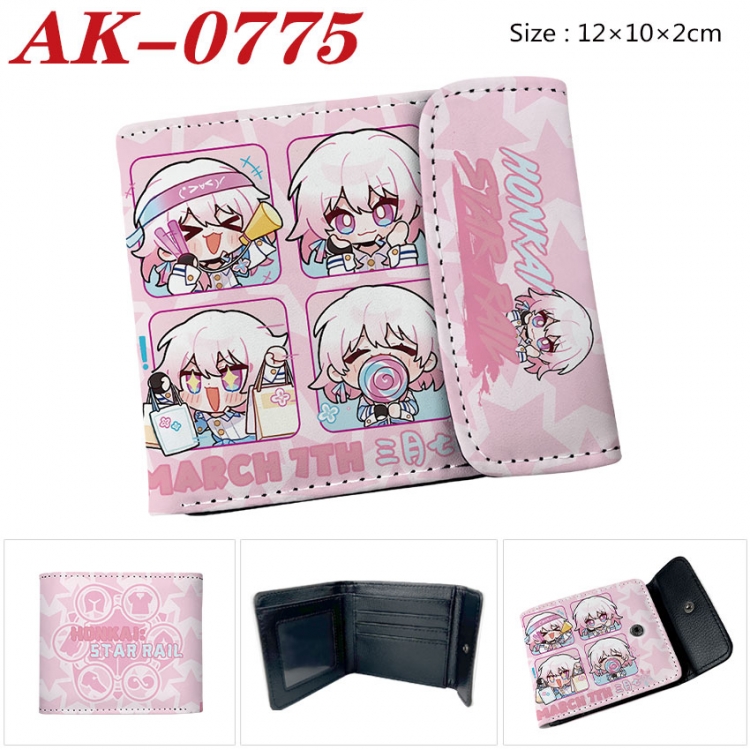 Honkai: Star Rail Anime PU leather full color buckle two fold wallet 12X10X2CM  ak-0775