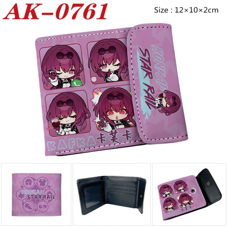 Honkai: Star Rail Anime PU leather full color buckle two fold wallet 12X10X2CM  ak-0761