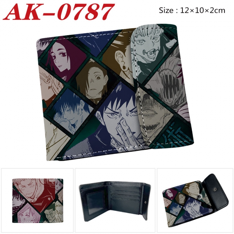 Jujutsu Kaisen Anime PU leather full color buckle two fold wallet 12X10X2CM  ak-0787