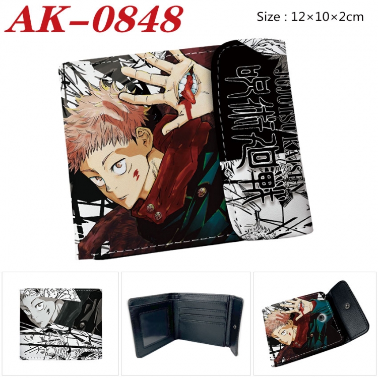 Jujutsu Kaisen Anime PU leather full color buckle two fold wallet 12X10X2CM  ak-0848