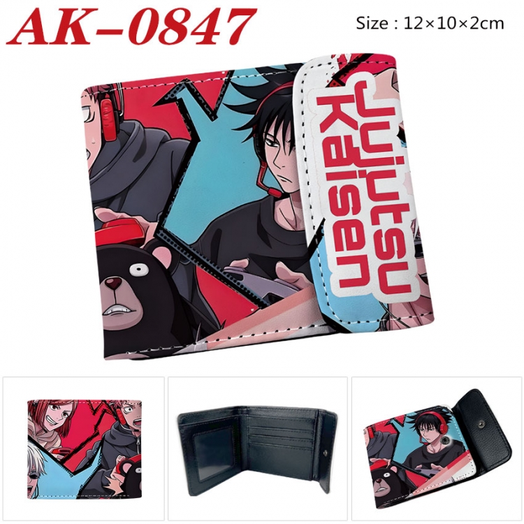 Jujutsu Kaisen Anime PU leather full color buckle two fold wallet 12X10X2CM ak-0847