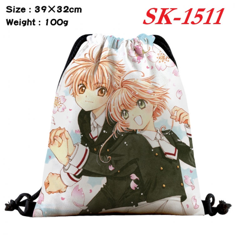 Card Captor Sakura cartoon Waterproof Nylon Full Color Drawstring Pocket 39x32cm  SK-1511