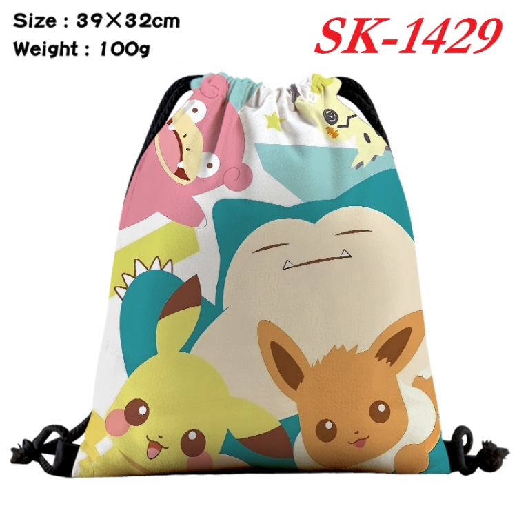 Pokemon cartoon Waterproof Nylon Full Color Drawstring Pocket 39x32cm  SK-1429