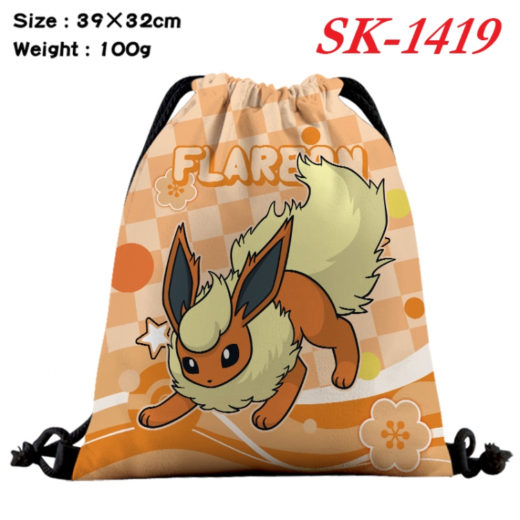 Pokemon cartoon Waterproof Nylon Full Color Drawstring Pocket 39x32cm  SK-1419