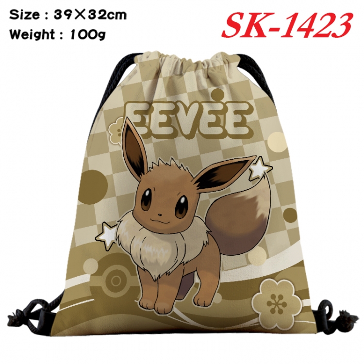 Pokemon cartoon Waterproof Nylon Full Color Drawstring Pocket 39x32cm  SK-1423