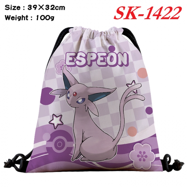 Pokemon cartoon Waterproof Nylon Full Color Drawstring Pocket 39x32cm SK-1422