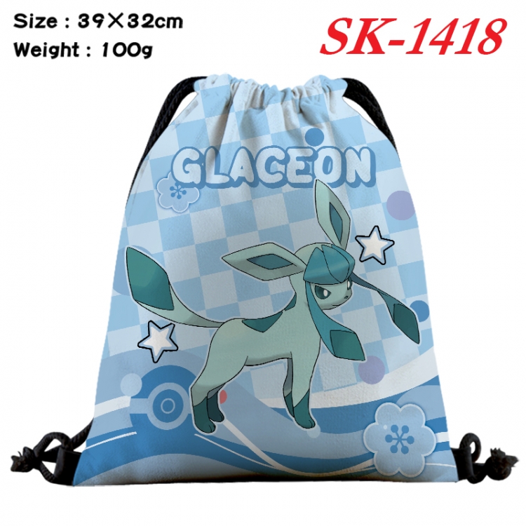 Pokemon cartoon Waterproof Nylon Full Color Drawstring Pocket 39x32cm SK-1418