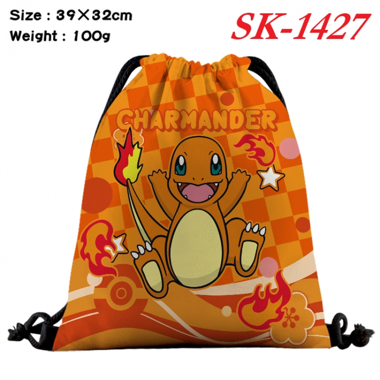 Pokemon cartoon Waterproof Nylon Full Color Drawstring Pocket 39x32cm  SK-1427