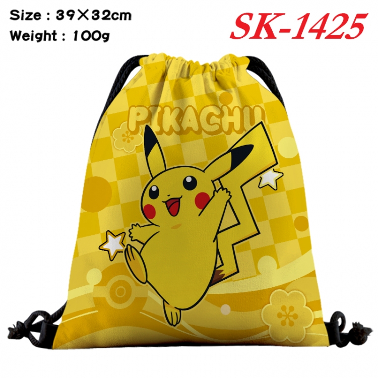 Pokemon cartoon Waterproof Nylon Full Color Drawstring Pocket 39x32cm  SK-1425