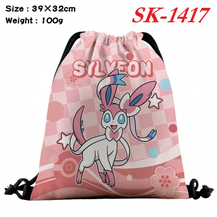 Pokemon cartoon Waterproof Nylon Full Color Drawstring Pocket 39x32cm  SK-1417