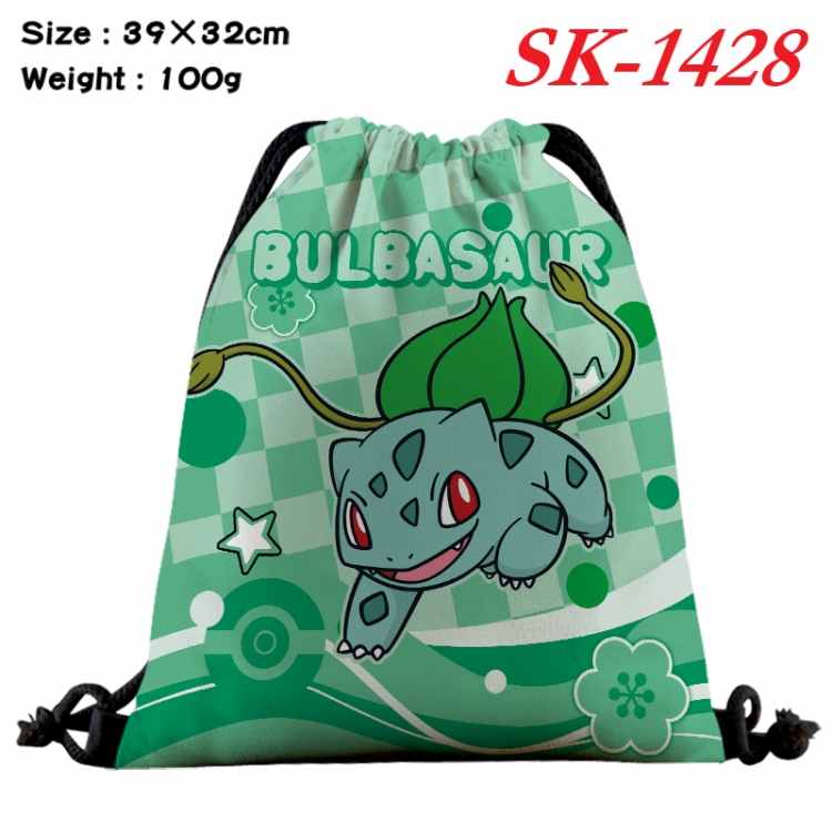 Pokemon cartoon Waterproof Nylon Full Color Drawstring Pocket 39x32cm  SK-1428