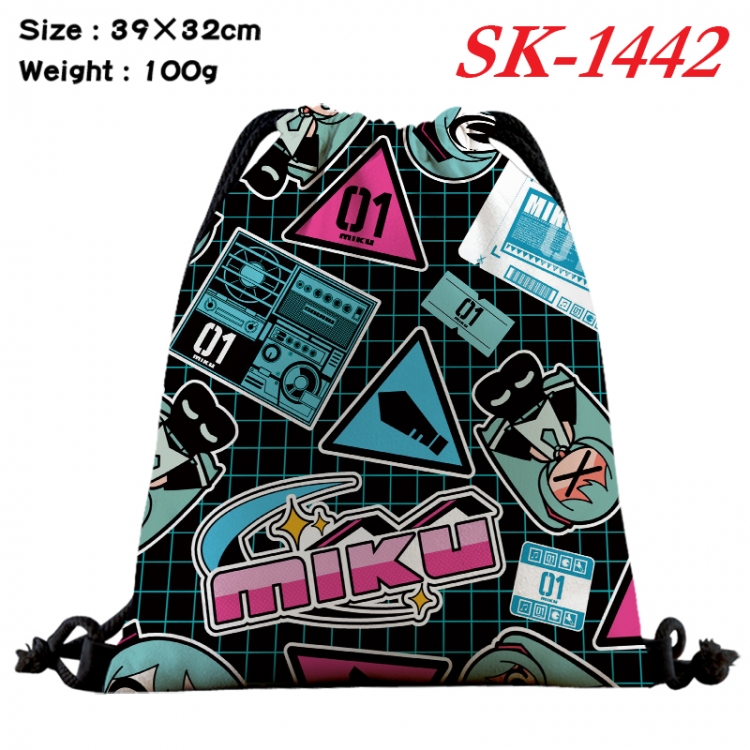 Hatsune Miku cartoon Waterproof Nylon Full Color Drawstring Pocket 39x32cm SK-1442