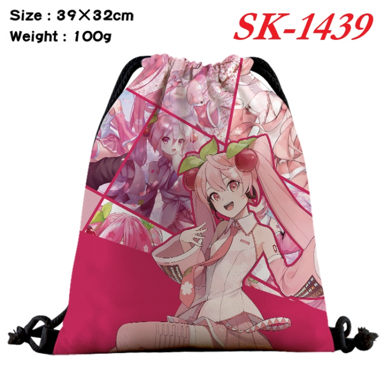 Hatsune Miku cartoon Waterproof Nylon Full Color Drawstring Pocket 39x32cm SK-1439