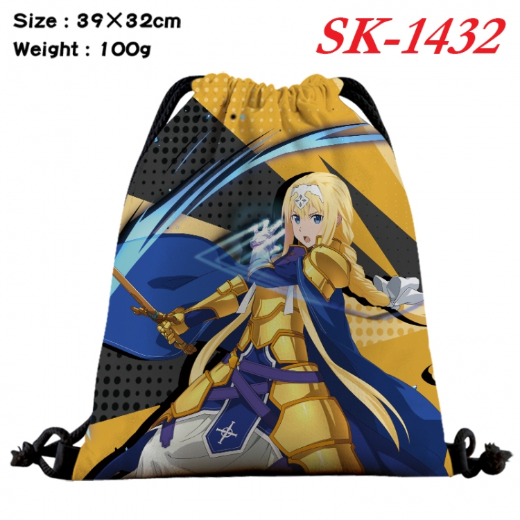 Sword Art Online cartoon Waterproof Nylon Full Color Drawstring Pocket 39x32cm SK-1432