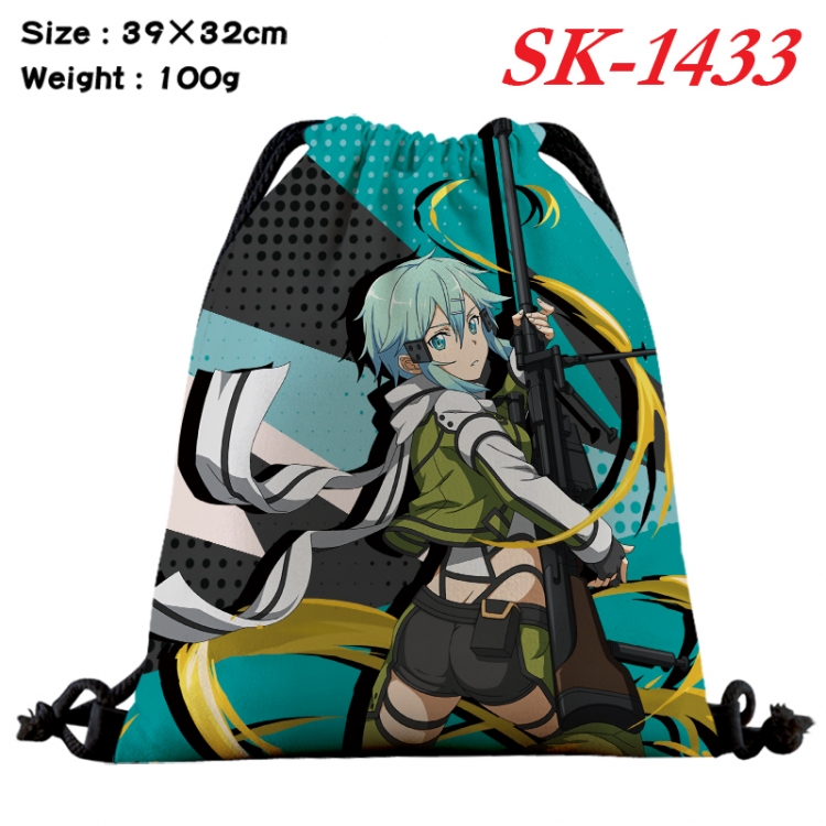 Sword Art Online cartoon Waterproof Nylon Full Color Drawstring Pocket 39x32cm SK-1433