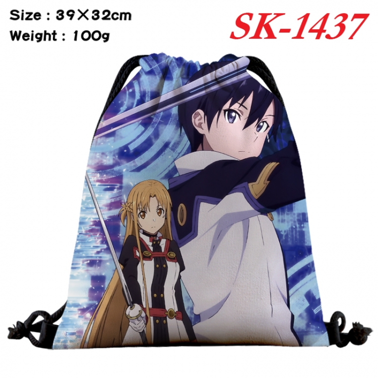 Sword Art Online cartoon Waterproof Nylon Full Color Drawstring Pocket 39x32cm SK-1437