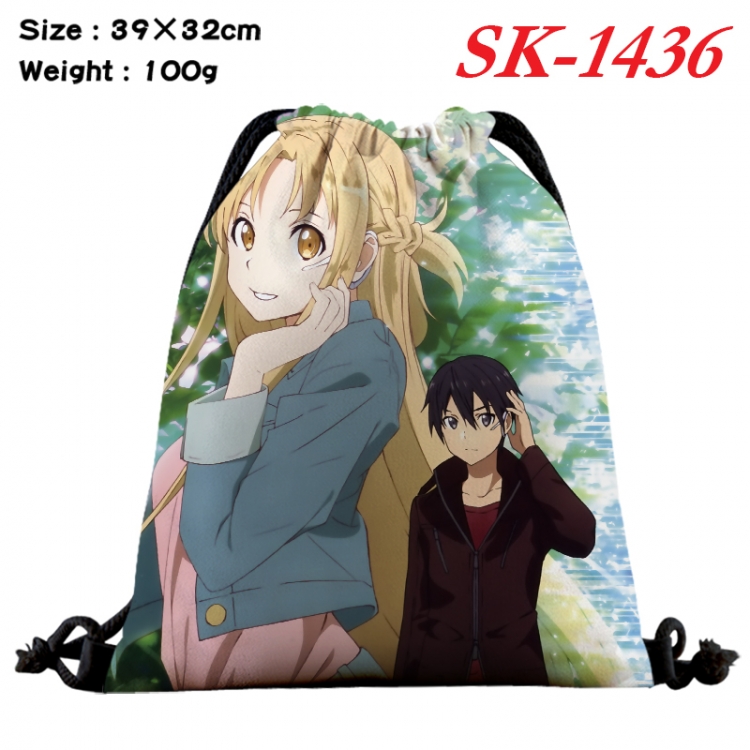 Sword Art Online cartoon Waterproof Nylon Full Color Drawstring Pocket 39x32cm  SK-1436