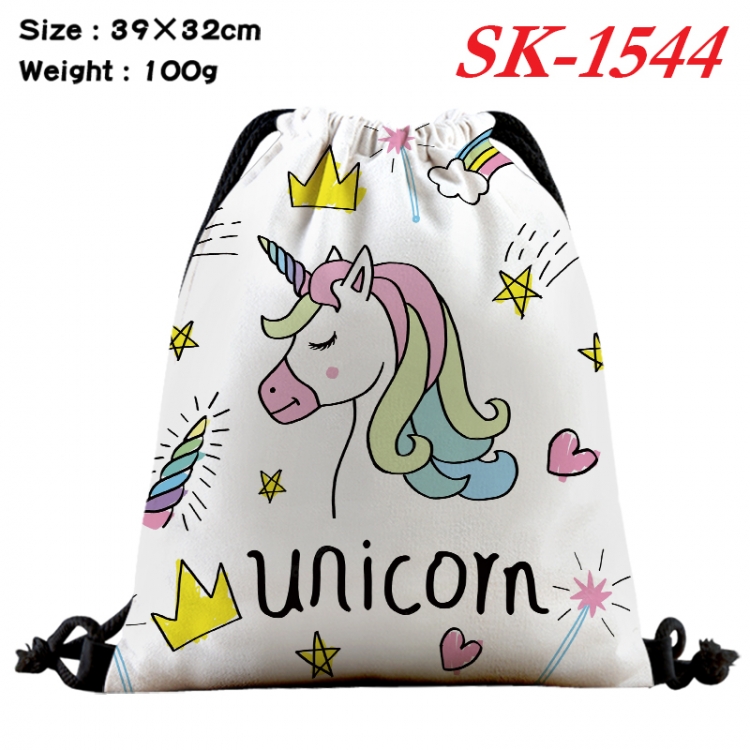 Unicorn cartoon Waterproof Nylon Full Color Drawstring Pocket 39x32cm SK-1544