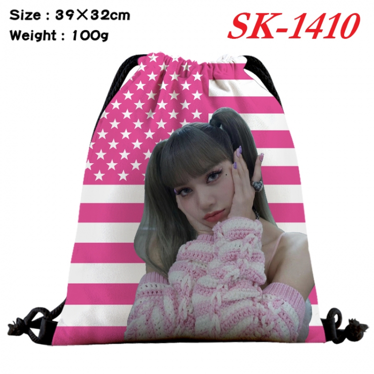 BLACK PINK cartoon Waterproof Nylon Full Color Drawstring Pocket 39x32cm SK-1410