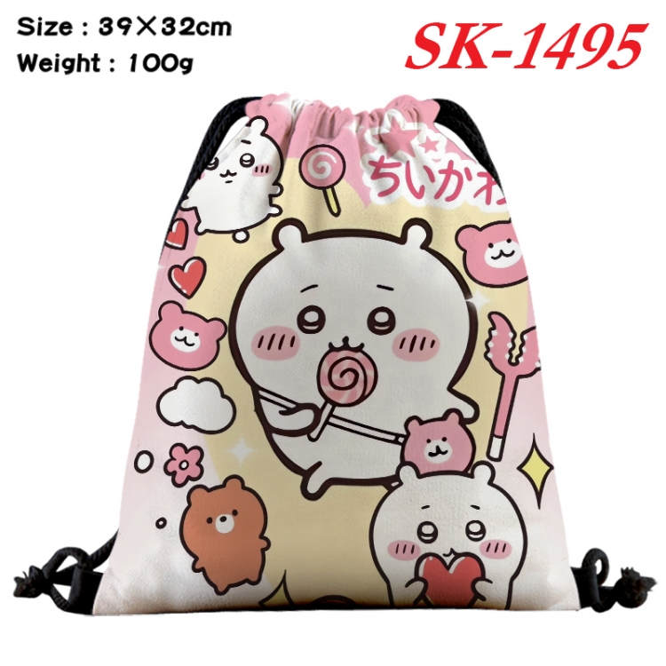 chiikawa cartoon Waterproof Nylon Full Color Drawstring Pocket 39x32cm SK-1495