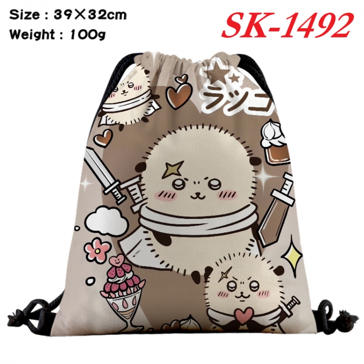 chiikawa cartoon Waterproof Nylon Full Color Drawstring Pocket 39x32cm SK-1492