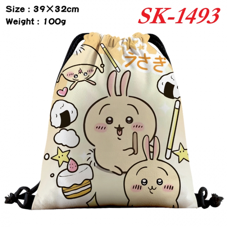 chiikawa cartoon Waterproof Nylon Full Color Drawstring Pocket 39x32cm SK-1493