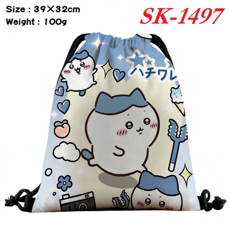 chiikawa cartoon Waterproof Nylon Full Color Drawstring Pocket 39x32cm SK-1497