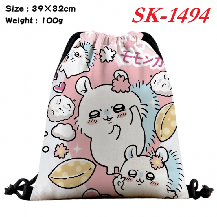 chiikawa cartoon Waterproof Nylon Full Color Drawstring Pocket 39x32cm  SK-1494