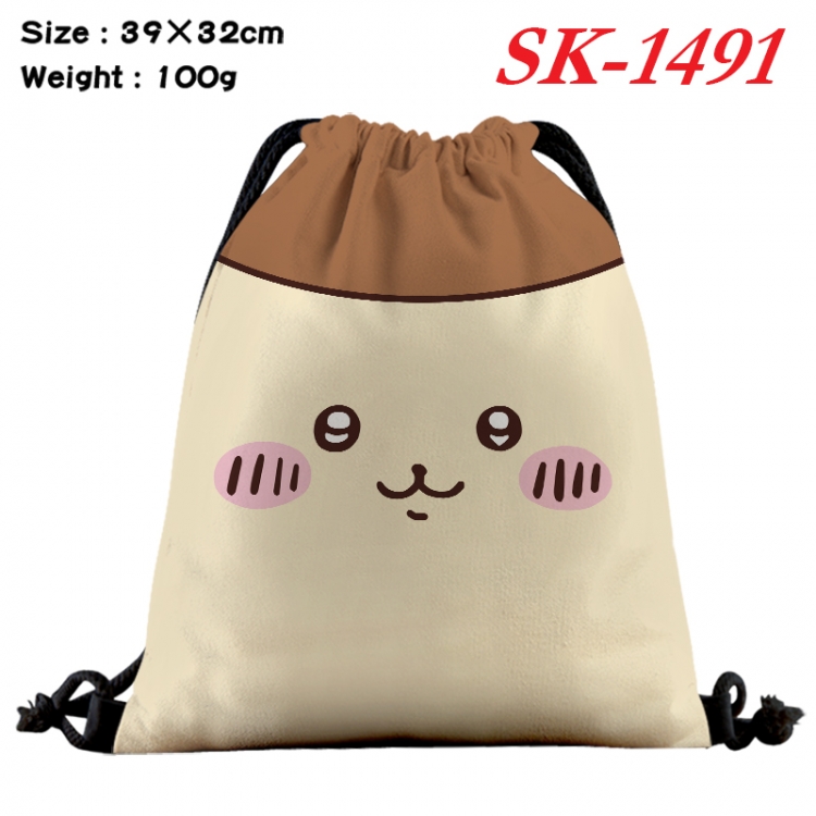 chiikawa cartoon Waterproof Nylon Full Color Drawstring Pocket 39x32cm SK-1491