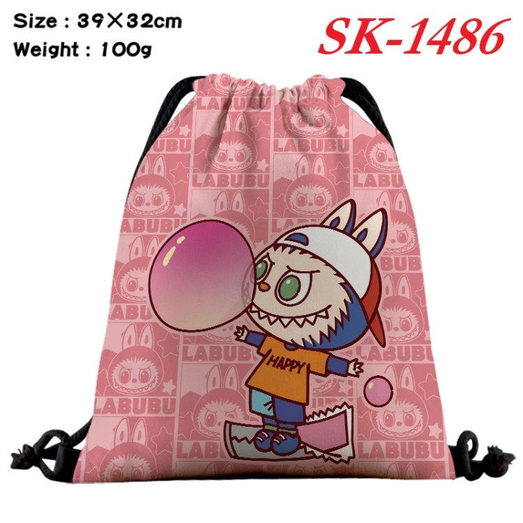 Labubu cartoon Waterproof Nylon Full Color Drawstring Pocket 39x32cm  SK-1486