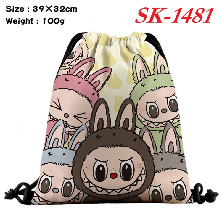 Labubu cartoon Waterproof Nylon Full Color Drawstring Pocket 39x32cm  SK-1481