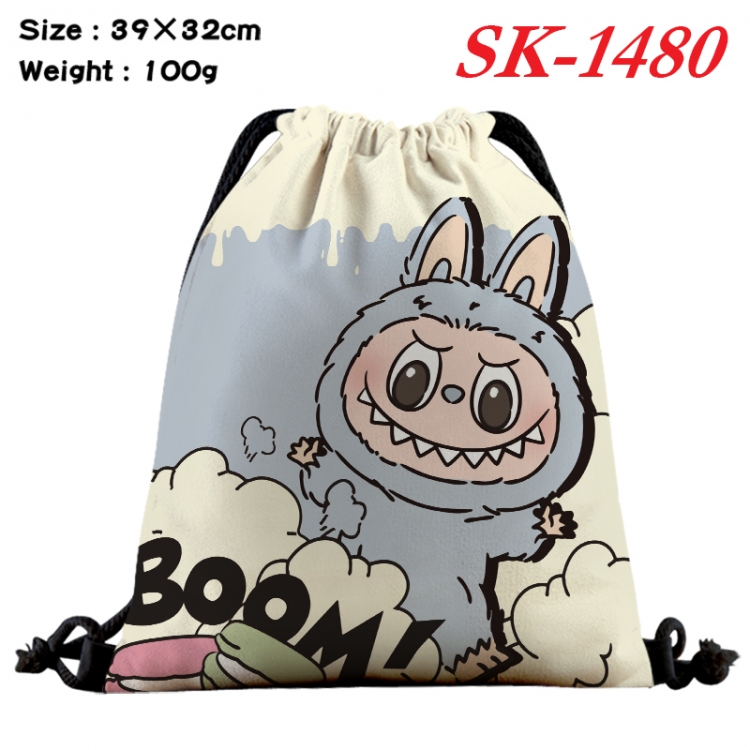 Labubu cartoon Waterproof Nylon Full Color Drawstring Pocket 39x32cm SK-1480