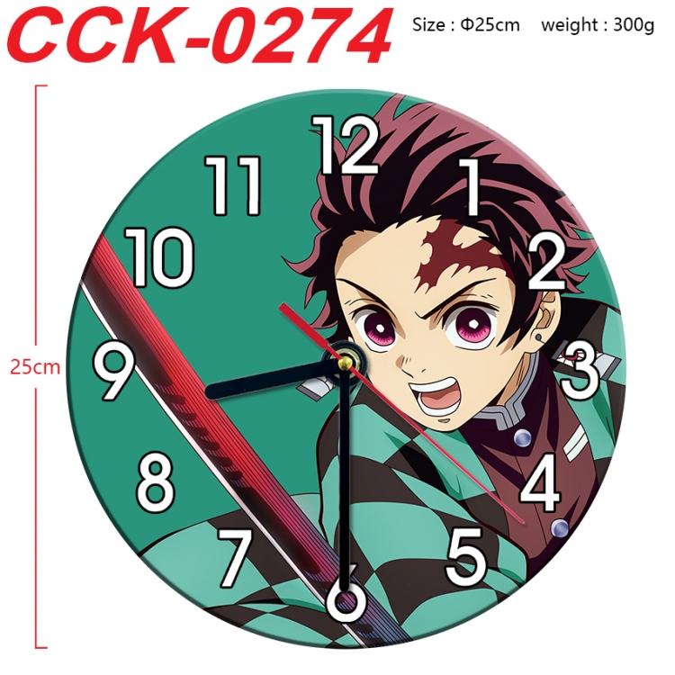 Demon Slayer Kimets Anime peripheral printed full-color wall clock 25cm CCK-0274