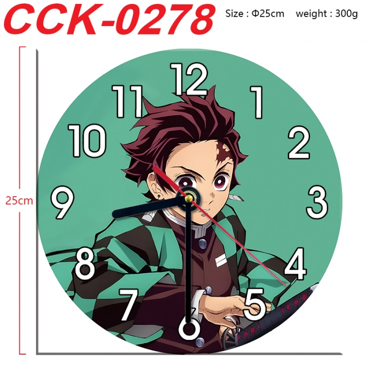 Demon Slayer Kimets Anime peripheral printed full-color wall clock 25cm CCK-0278