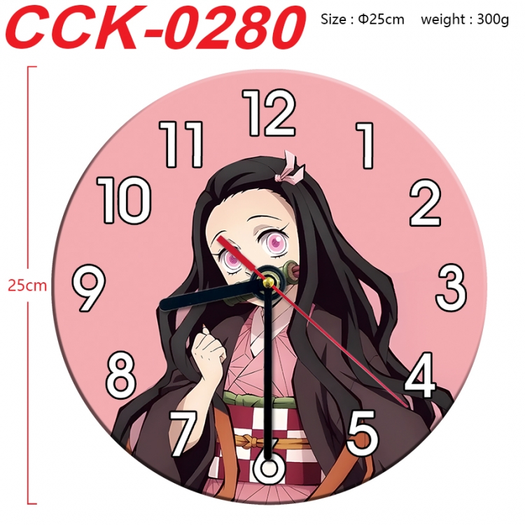 Demon Slayer Kimets Anime peripheral printed full-color wall clock 25cm CCK-0280