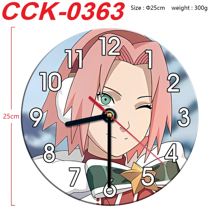 Naruto Anime peripheral printed full-color wall clock 25cm CCK-0363