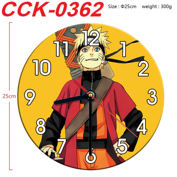 Naruto Anime peripheral printed full-color wall clock 25cm  CCK-0362