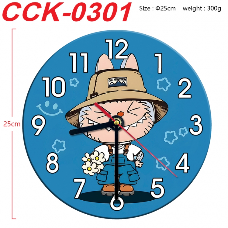 Labubu Anime peripheral printed full-color wall clock 25cm CCK-0301